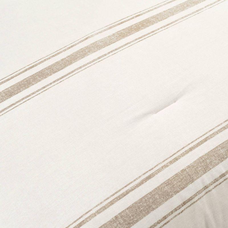 2pc Twin/Twin Extra Long Farmhouse Stripe Reversible Comforter & Sham Set Neutral - Lush Décor: Year-Round Plain Weave
