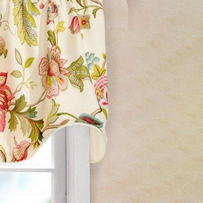 Brissac Red Floral Polyester Scallop Window Valance