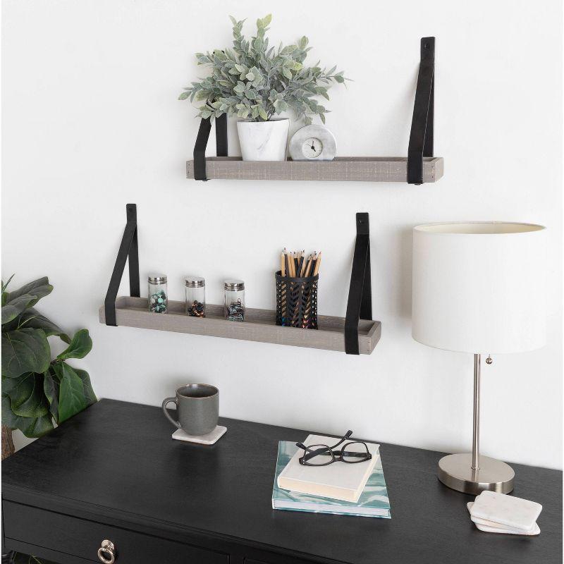 2pc Sudbury Wood and Metal Wall Shelf Set Gray - Kate & Laurel All Things Decor: Rustic Display Storage, Open Shelves