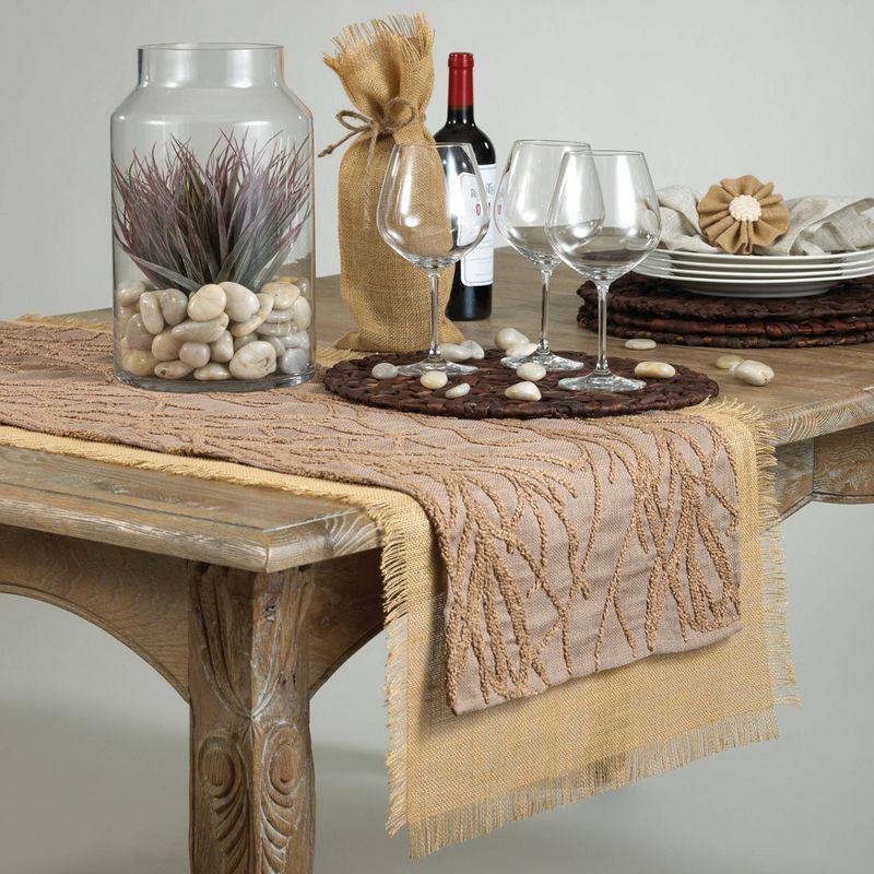 Natural Fringed Jute Table Runner 20"x70" with Woven Texture