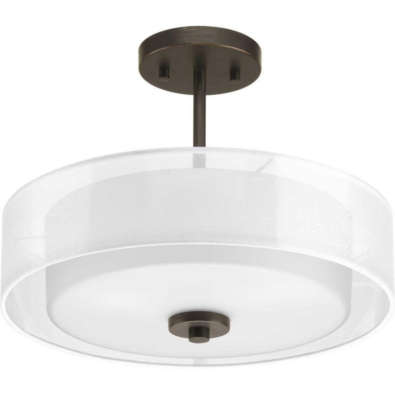 Progress Lighting, Invite Collection, 3-Light Semi-Flush Mount, Brushed Nickel, Sheer Mylar Shade
