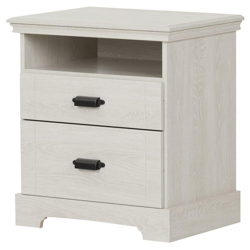 Avilla Modern Winter Oak 2-Drawer Nightstand with Open Cubby