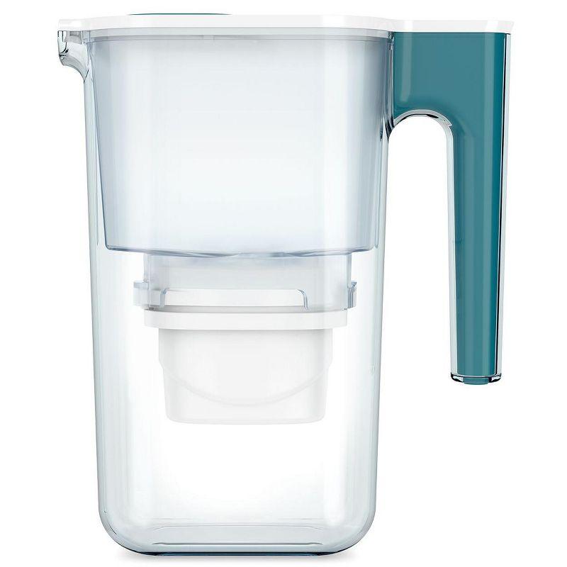 Perfect Pour 6 Cup Water Filter Pitcher By Aqua Optima, Ergonomic, Eliminates Splashes And Spills, Bpa Free, Wqa Certified, Includes 6 Evolve+ Water Filters, Blue