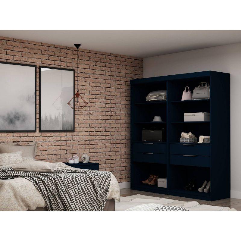 Tatiana Midnight Blue Contemporary Open Wardrobe with Drawers