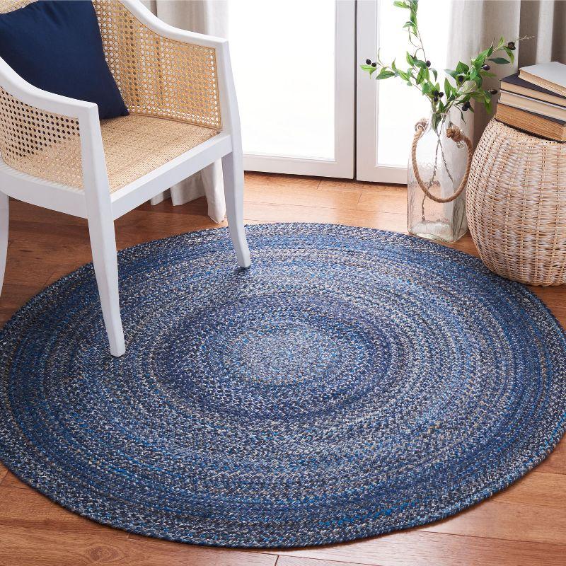Braided BRD851 Hand Braided Area Rug - Navy - 6' Round - Safavieh.
