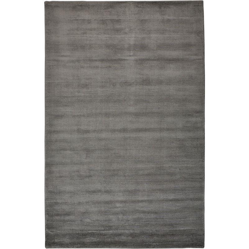 Charcoal Elegance 2'x3' Hand-Knotted Viscose Sheepskin Area Rug