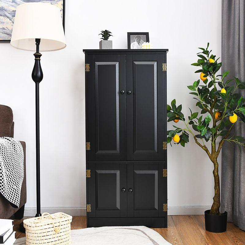 Black MDF Lockable Floor Cabinet with Adjustable Shelves