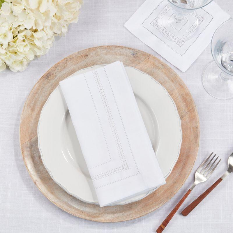 White Hemstitch Square Dinner Napkins (Set of 12)