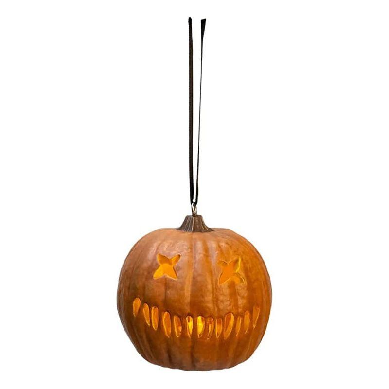 Halloween Resin Light-Up Pumpkin Ornament Set