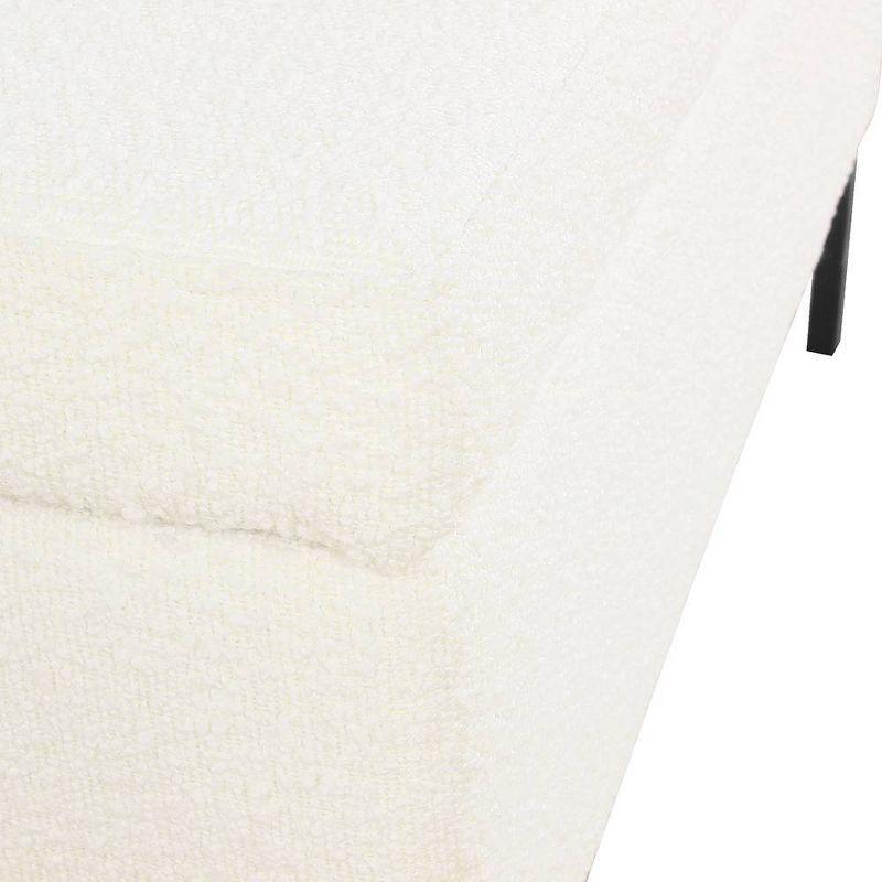 Medium Storage Bench with Metal Legs Cream Boucle - HomePop: Upholstered Rectangle for Modern Decor, Seats 2