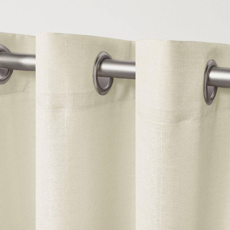 Set of 2 (96"x54") Loha Linen Grommet Top Light Filtering Curtain Panel Ivory - Exclusive Home: Modern Polyester Drapes