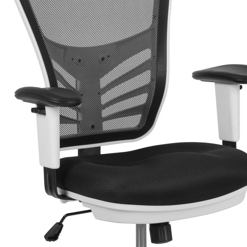 Flash Furniture Mid-Back Mesh Ergonomic Drafting Chair with Adjustable Chrome Foot Ring, Adjustable Arms