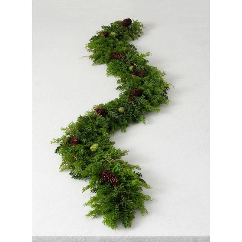 Evergreen Elegance 75" Cedar & Hemlock Artificial Garland with Pinecones