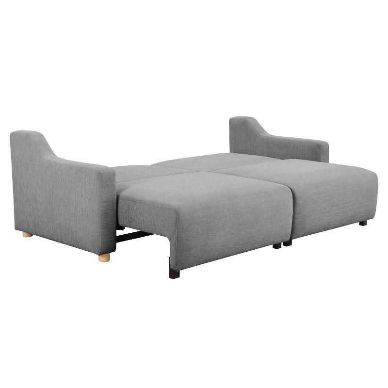 Gray Queen Convertible Sleeper Sofa with Natural Wood Legs