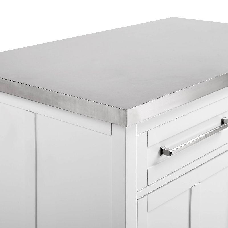 Silvia Stainless Steel Top Kitchen Island with X Back Stools White/Gray - Crosley