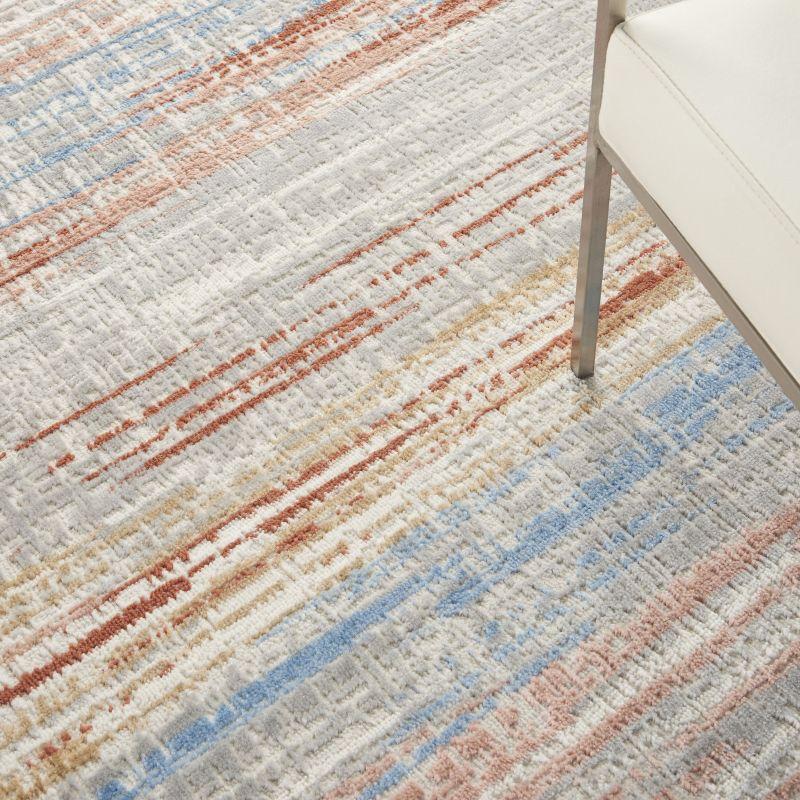 Ivory Multicolor Abstract 4' x 6' Synthetic Rug