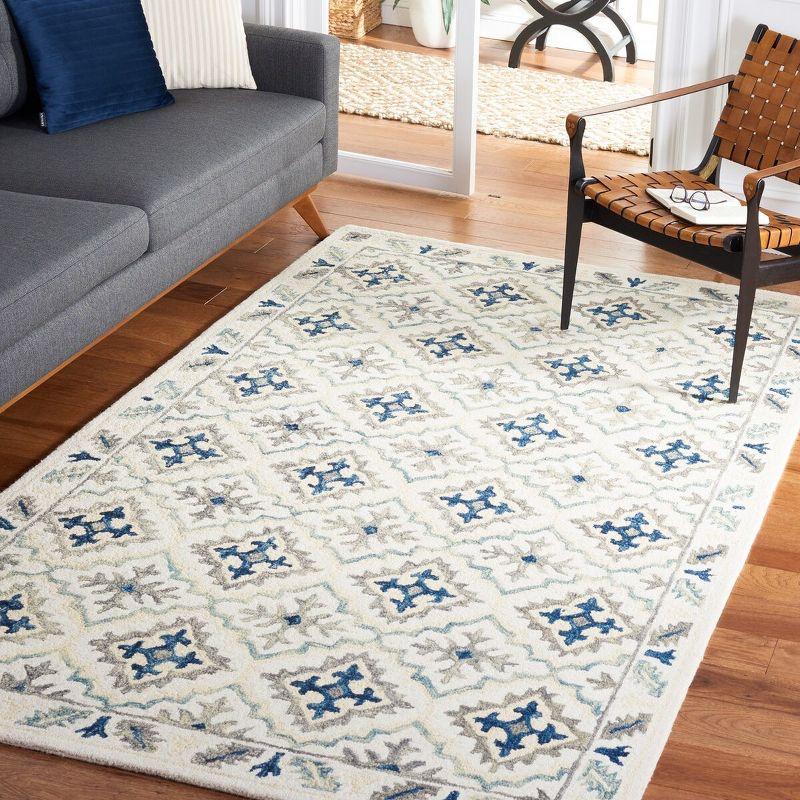 Ivory Wool-Cotton Blend Handmade Tufted Rectangular Rug