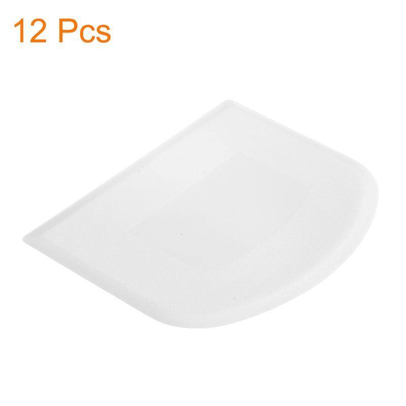 Unique Bargains Kitchen Flexible Plastic Baking Cake Scraper Dough Cutter 4.65x3.7 Inch White 12 Pcs