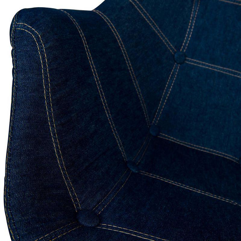 LeisureMod Milburn Modern Accent Chair for Living Rooms, Offices, Lounges – Denim Fabric, Upholstered, Mid-Century Arm Chair