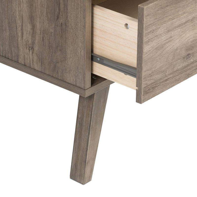 Prepac Milo Mid-Century Modern 4 Drawers Chest with Door Drifted Gray: Laminated Storage, Metal Glides, Adjustable Shelf