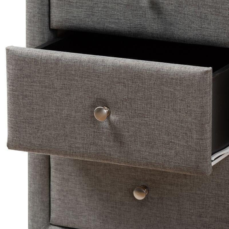 Tessa 3 Drawer Nightstand Gray - Baxton Studio: Contemporary Design, Chrome Knobs, Bedroom Storage