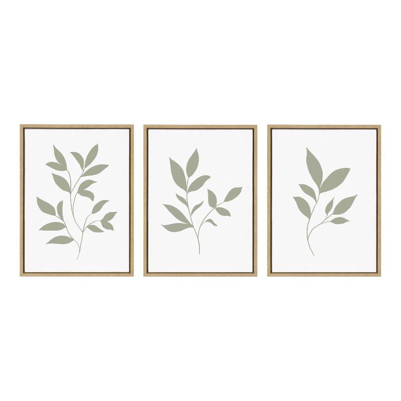 Kate and Laurel Sylvie Modern Sage Green Botanical Outdoor Nature Print 1, 2 and 3 Framed Canvas by The Creative Bunch Studio, 3 Piece 18x24, Natural