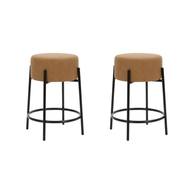 Upholstered Counter Stool with Metal Frame