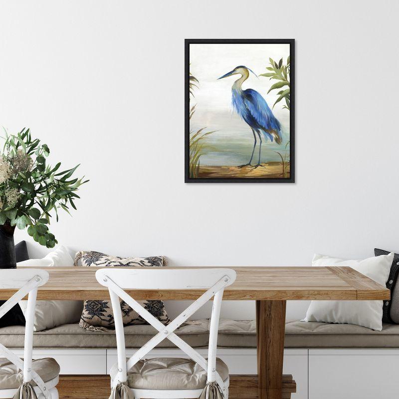 Amanti Art Blue Heron by Aimee Wilson Canvas Wall Art Print Framed 18" x 24" in Sylvie Black