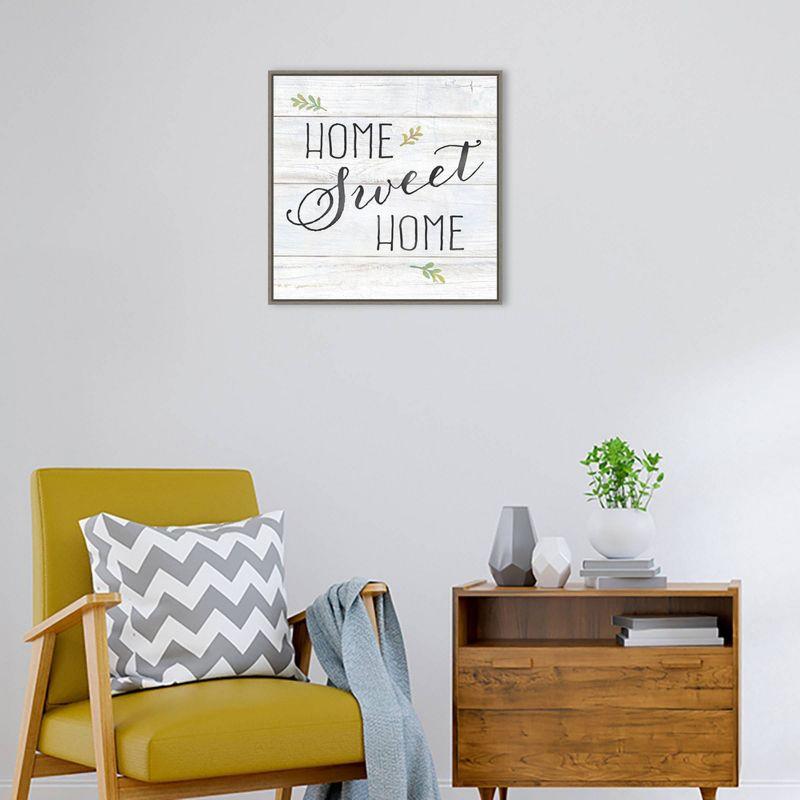 22" x 22" Farmhouse Sign I Home Sweet Home by Cynthia Coulter Framed Canvas Wall Art Print - Amanti Art: Modern Decor, Botanical Design