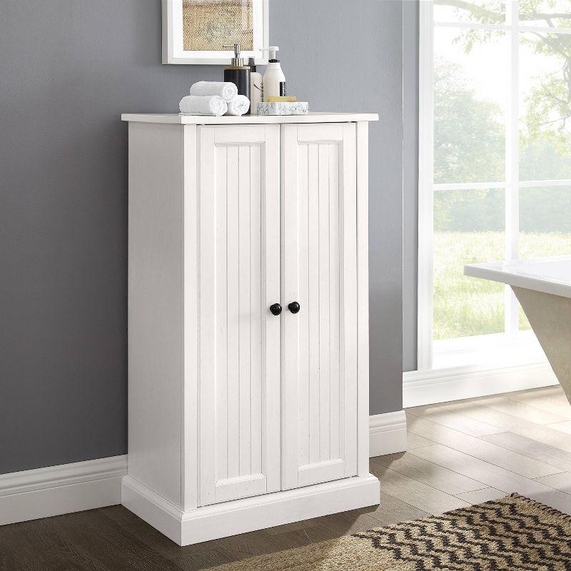 White Coastal Adjustable Shelving Accent Cabinet