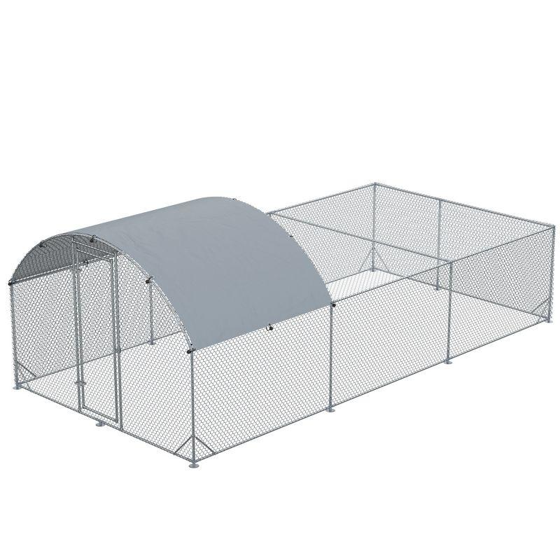 PawHut Large Metal Chicken Coop for Chickens, Walk-In Chicken Coop Run, Big Chicken House Chicken Cage Outdoor Chicken Coop