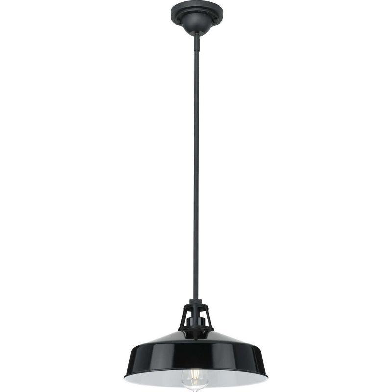 Progress Lighting, Cedar Springs, 1-Light Outdoor Hanging Light, Black Finish, Gloss White Shade