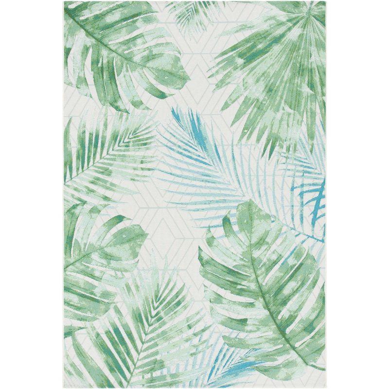 Barbados BAR590 Power Loomed Indoor/Outdoor Area Rug - Green/Teal - 5'3"x7'6" - Safavieh.