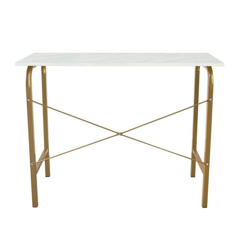 40" Home Office Computer Desk with Metal Base Marble/Brass - Teamson Home: Veneer Top, No Storage, Assembly Required