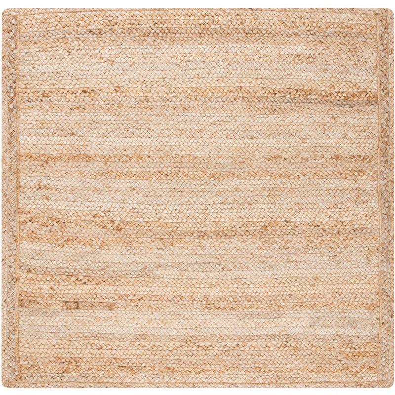 Handwoven Natural Fiber 6' Square Braided Stripe Area Rug