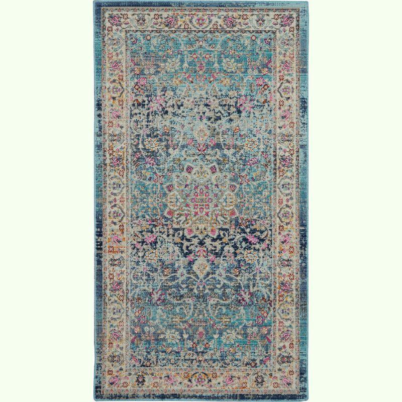 Nourison Vintage Kashan VKA01 Blue/Ivory/Orange Indoor Area Rug - 2' x 4'