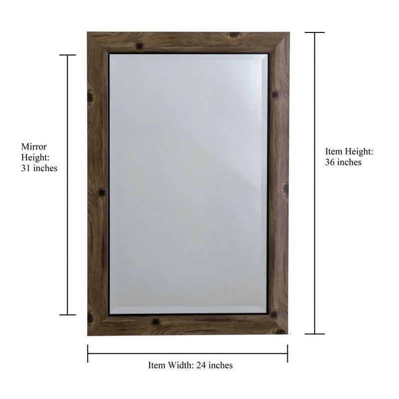 Natural Light Wood Decorative Wall Mirror with Beveled Edge Gray - Yosemite Home Decor