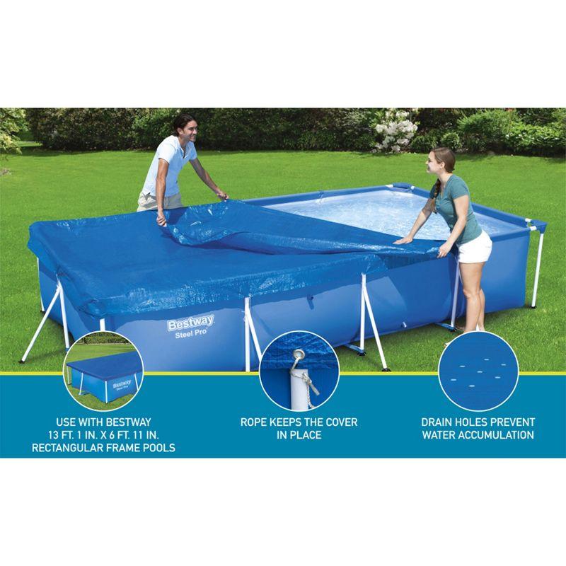 Bestway Flowclear Pro Rectangular UV Resistant Polyethylene Above Ground Swimming Pool Cover with Ropes (Pool Not Included)