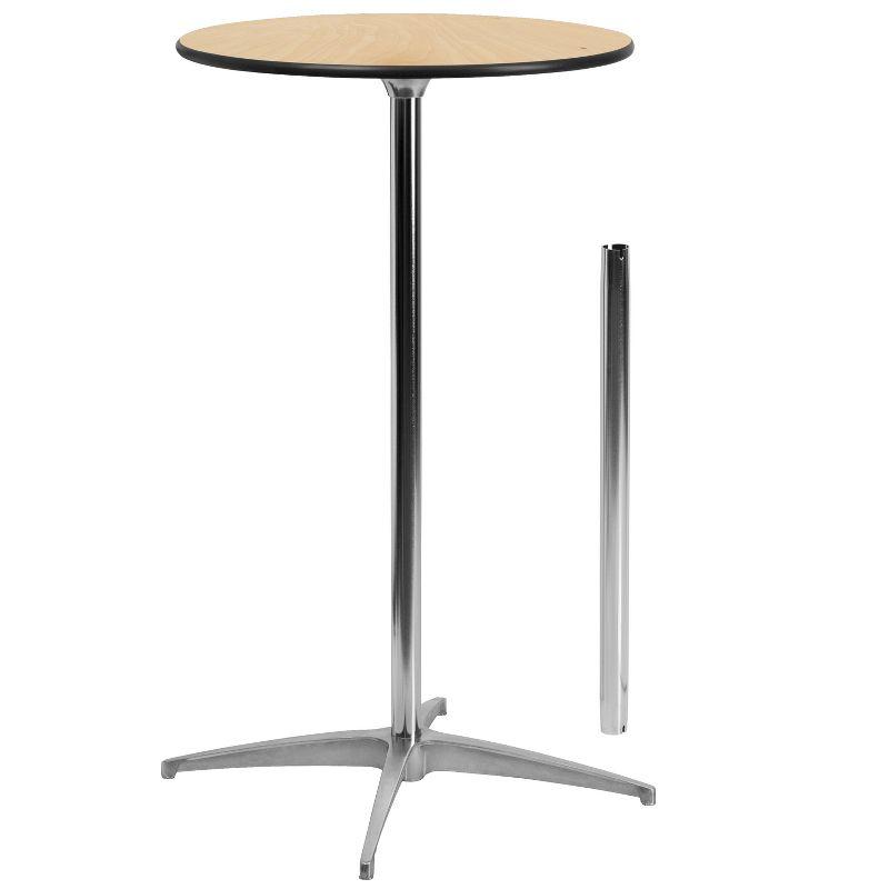 Marrel 24" Round Oak Top Outdoor Cocktail Table with Chrome Base