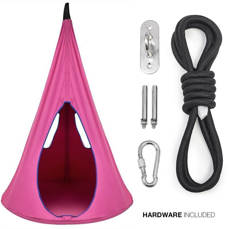 Sorbus Pink Kids Nest Swing - Tree Tent Sensory Swing for Kids Indoor Outdoor Use - 250lbs