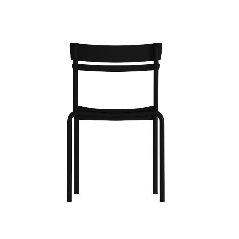 Flash Furniture Nash Commercial Grade Steel Stack Chair, Indoor-Outdoor Armless Chair with 2 Slat Back, Set of 4