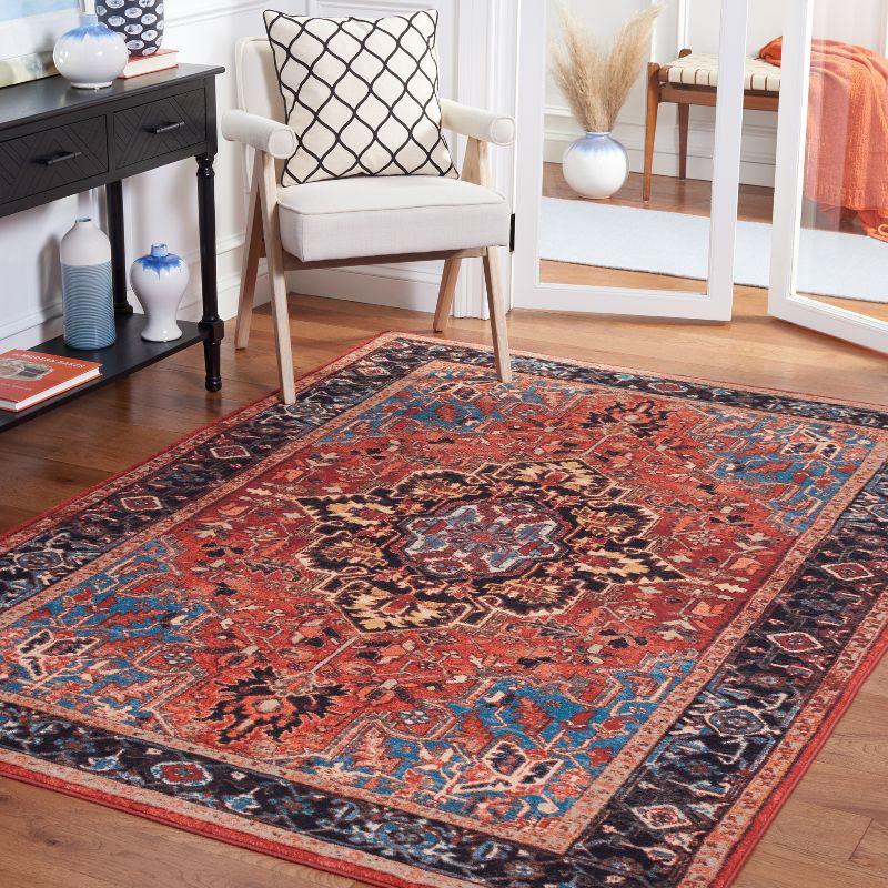 Riviera Red and Blue Square Washable Area Rug