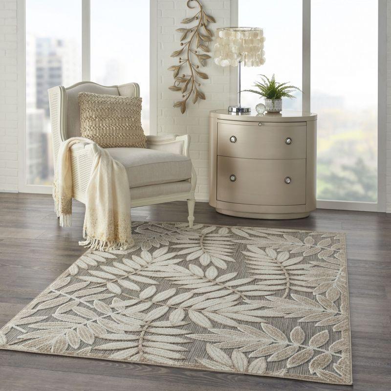 Nourison Aloha Floral Leaf Flatweave High-Low Indoor Outdoor Area Rug Natural 3'6" x 5'6"