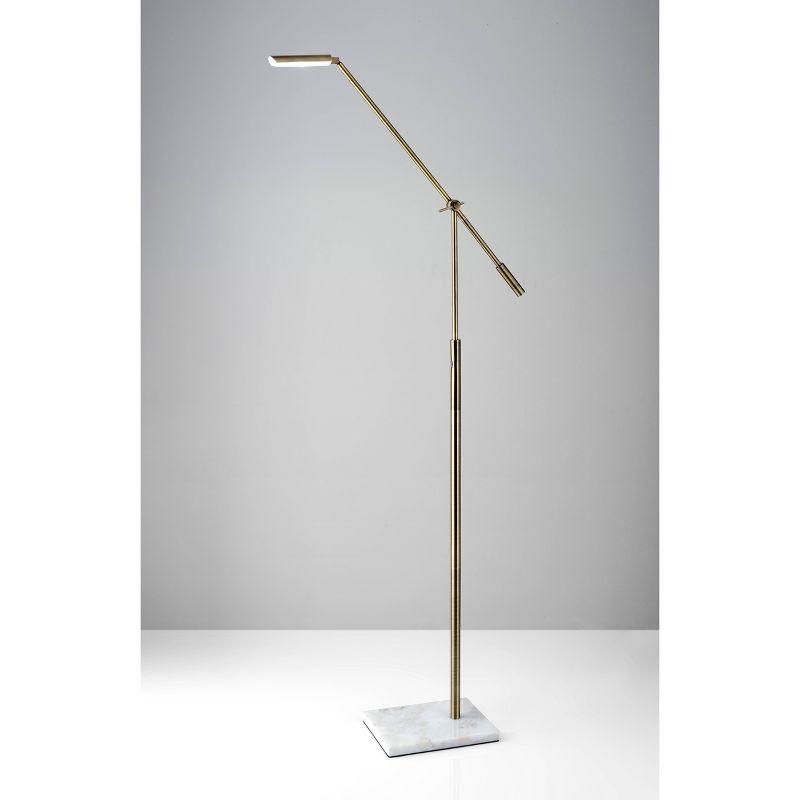 Adjustable Antique Brass and Marble LED Floor Lamp