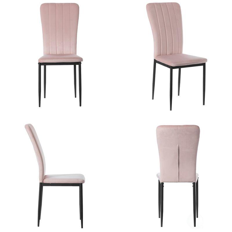 Elegant Beige Velvet Upholstered Metal Side Chair