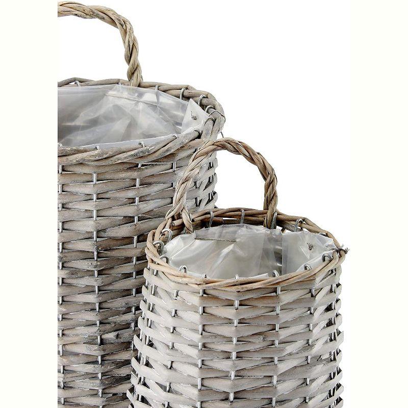 AuldHome Design Wall Hanging Baskets, Gray, 2pc Set; Small/Medium Wicker Rustic Farmhouse Door