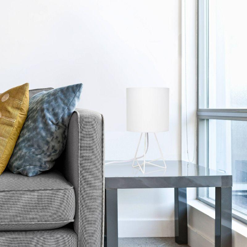 Down To The Wire Table Lamp with Fabric Shade White - Simple Designs: Modern Nightstand Light, ETL Listed