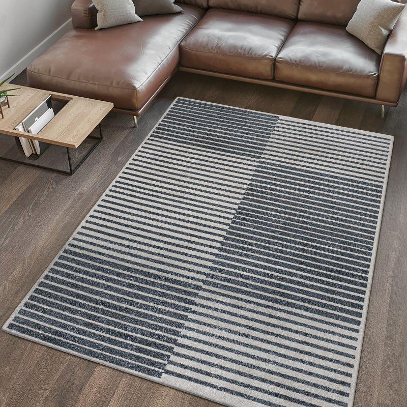 JONATHAN Y Shutter Minimalist Striped Plaid Machine-Washable Area Rug