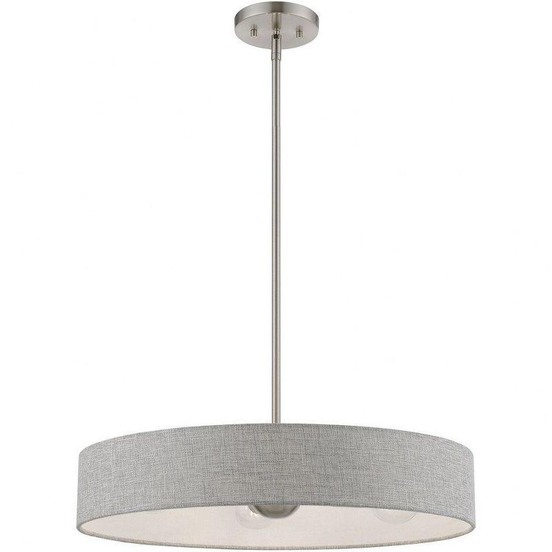 Livex Lighting Elmhurst 4 - Light Pendant in  Brushed Nickel/Shiny White