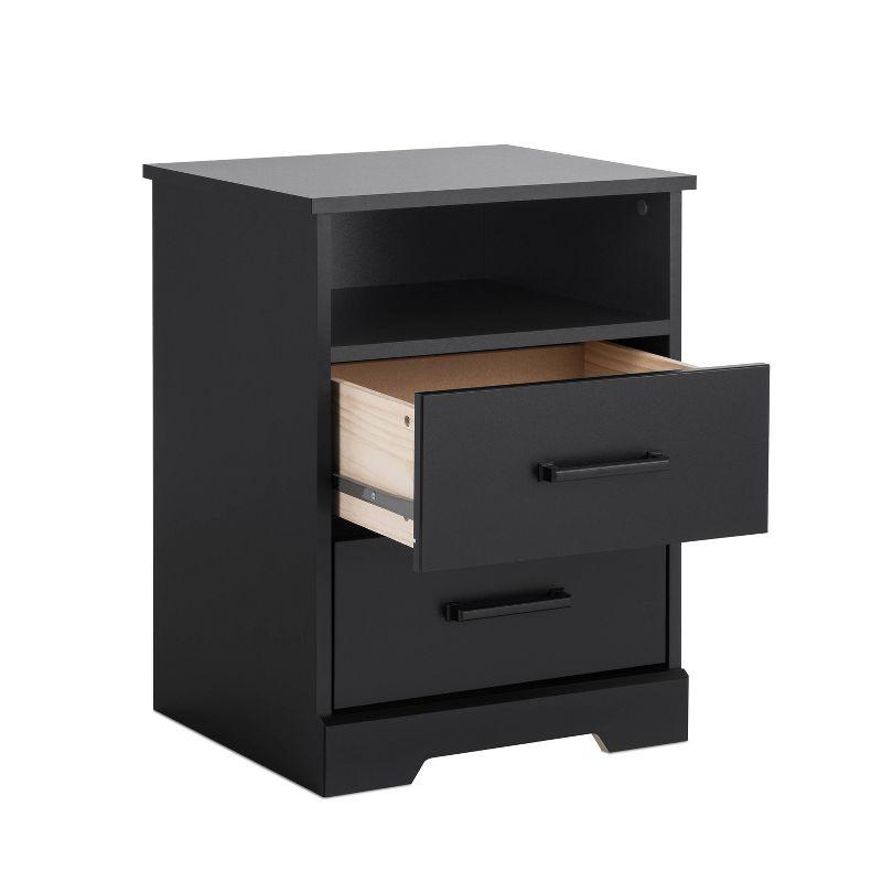 Prepac Rustic Ridge Farmhouse Nightstand with 2 Drawers and Open Shelf Black